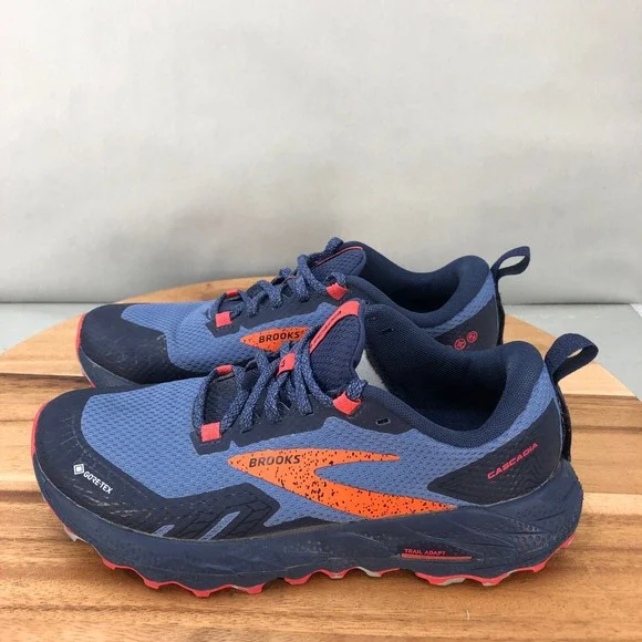 Brooks Cascadia 17 GTX Trail Running Shoes Waterproof Blue Orange Womens 7 B - Picture 3 of 8